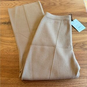 Theory Empire Wool Flare Knit Pant — Light Camel — Size 4 — NWT